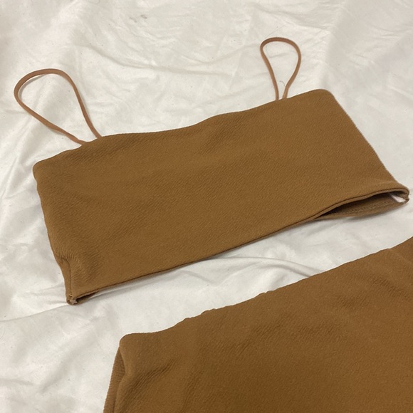 Boohoo Matching co-ord Set (crop top & high waisted skirt) in brown - Picture 2 of 7